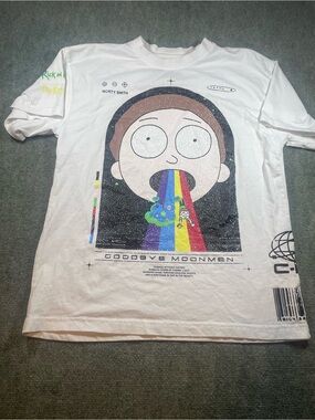 Morty Smith Rainbow Graphic Short Sleeve Tee - White